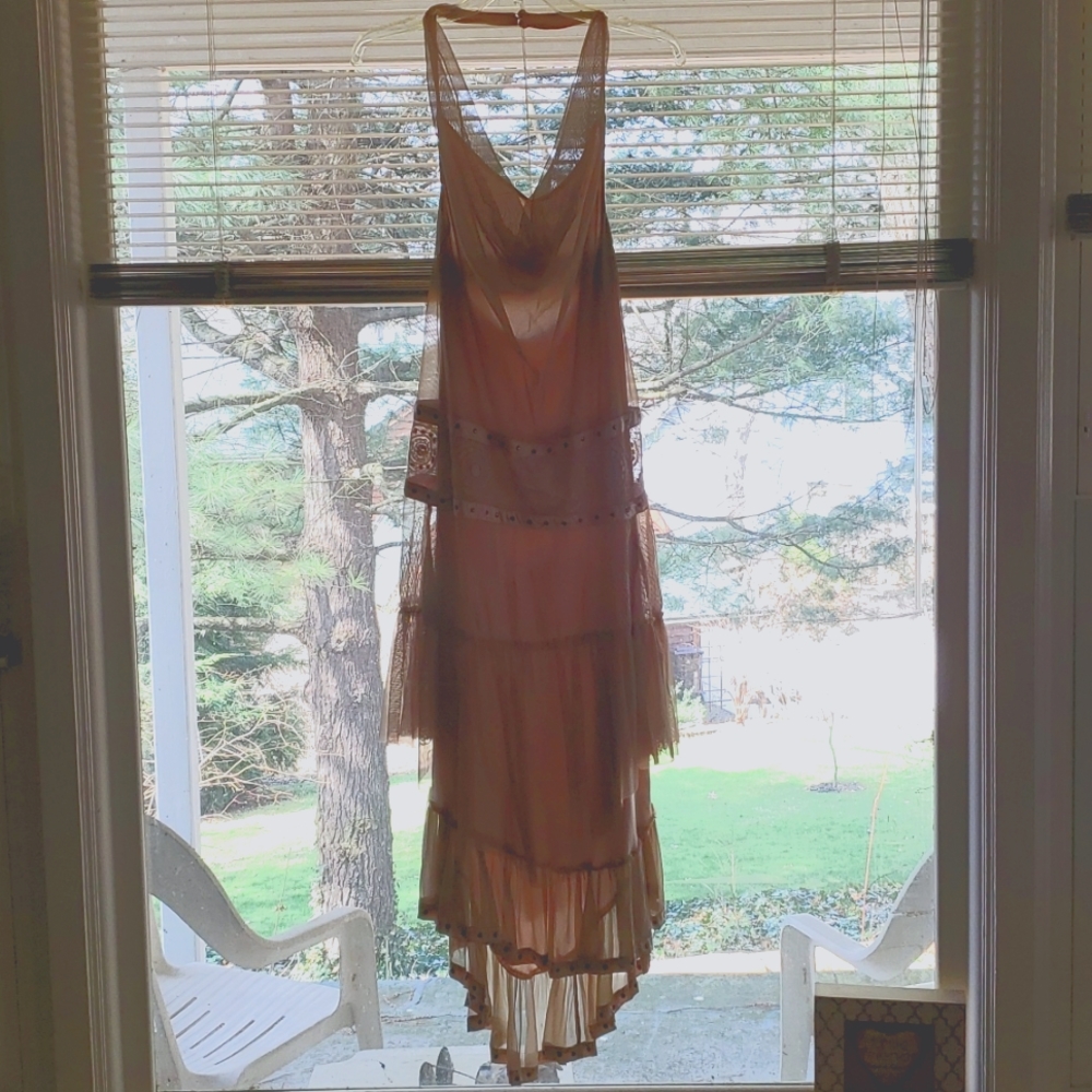 Silk halter hi low dress